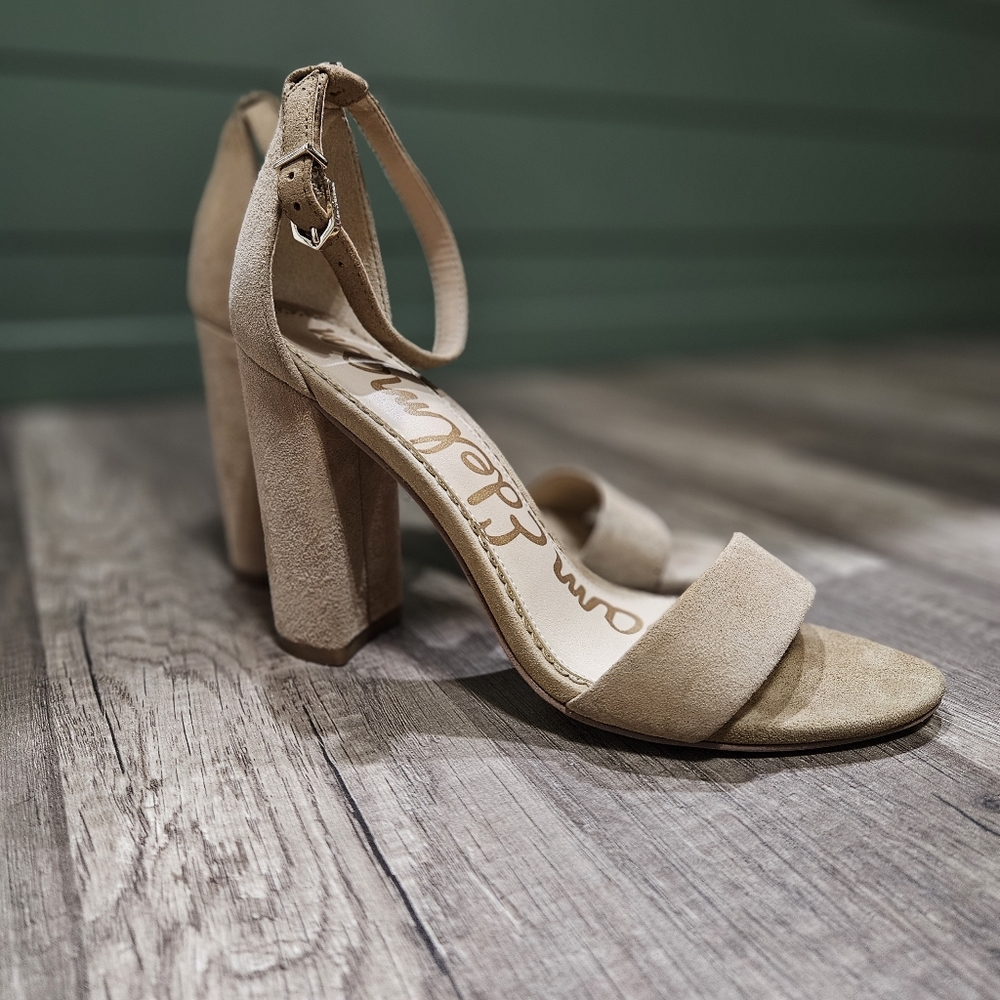 Sam Edelman Yaro Suede Leather Brown Strappy Block Heels